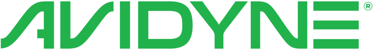 Green AVIDYNE logo on a white background
