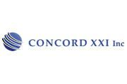 Concord XXI Inc. logo with blue globe icon and text on a white background