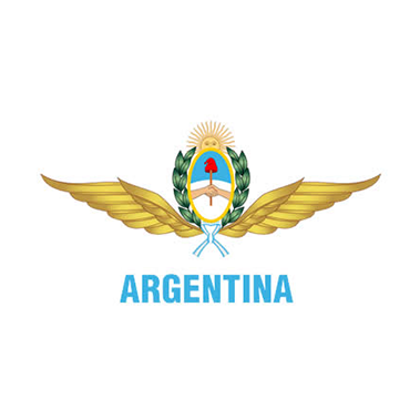 Argentina emblem with gold wings and blue text on a white background