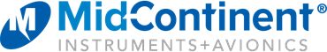 Mid-Continent Instruments + Avionics blue logo with stylized “M” icon and company name