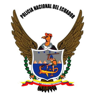 Emblem of the Policía Nacional del Ecuador with eagle wings, shield, and Ecuadorian colors