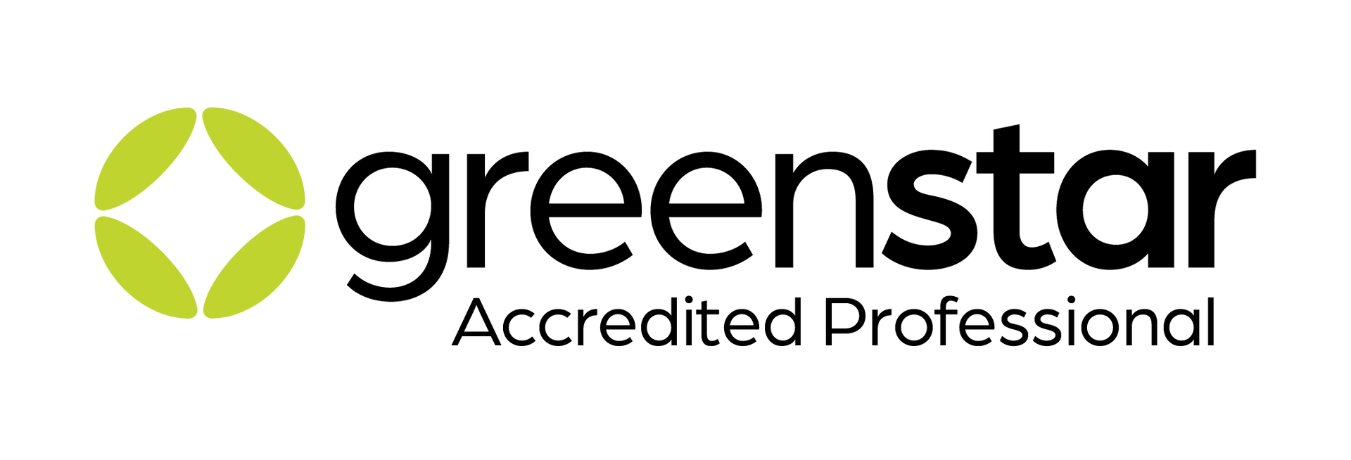 The greenstar accredited professional logo is on a white background.
