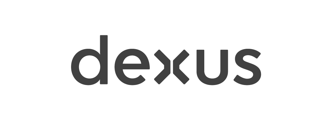 The word dexus is written in black on a white background.