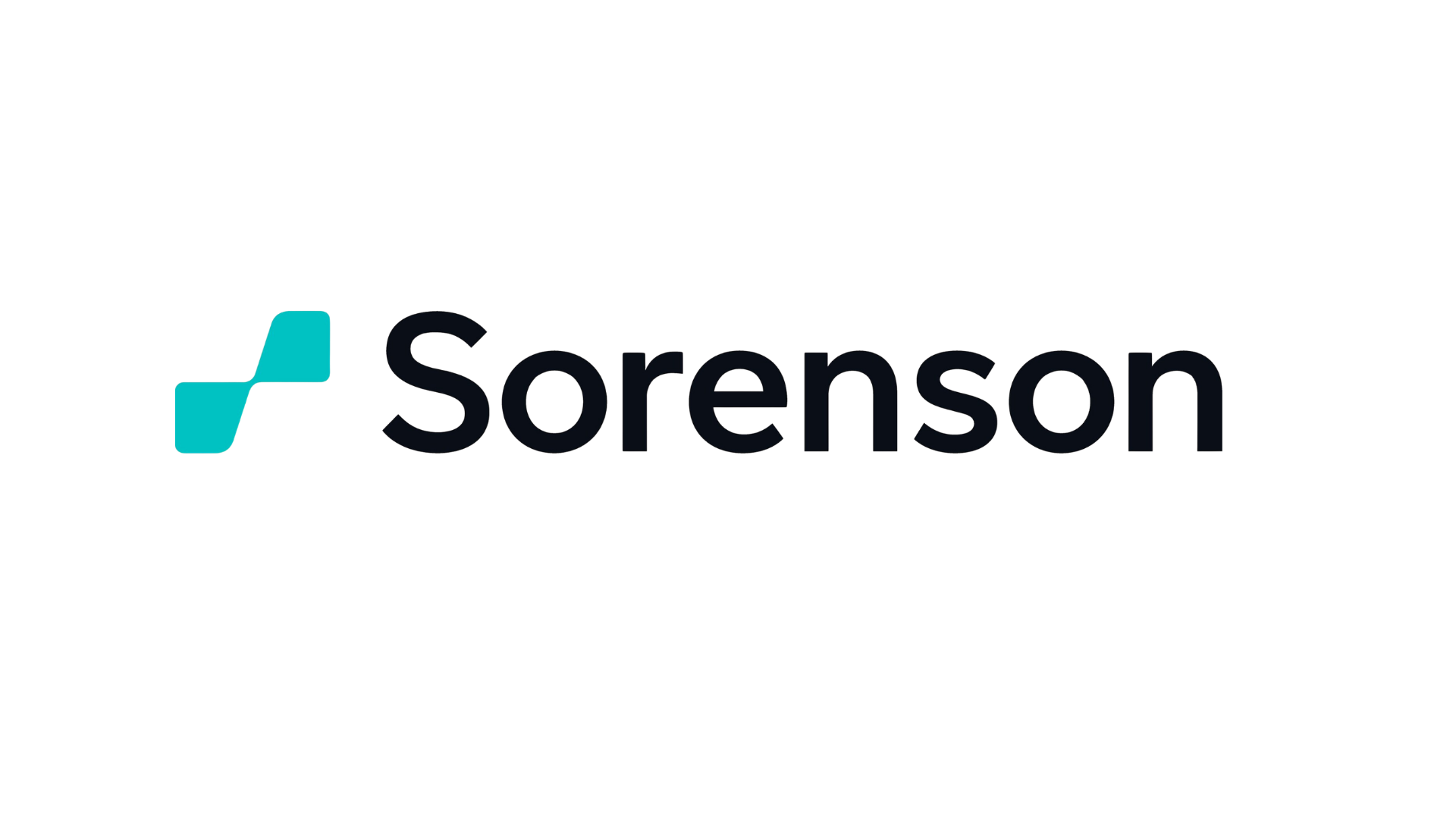 Sorenson logo with teal icon and black wordmark on a white background