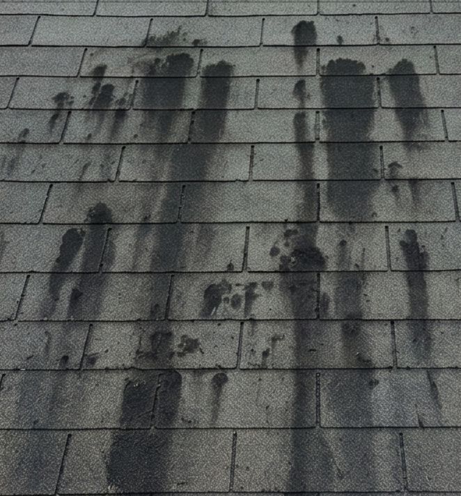 Asphalt shingle roof cleaning before