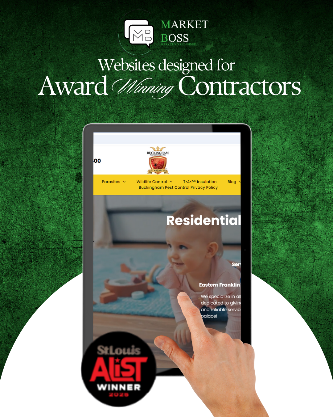 Buckingham Pest Control website snapshot as advertised by Missouri Market Boss in St. Peters, MO