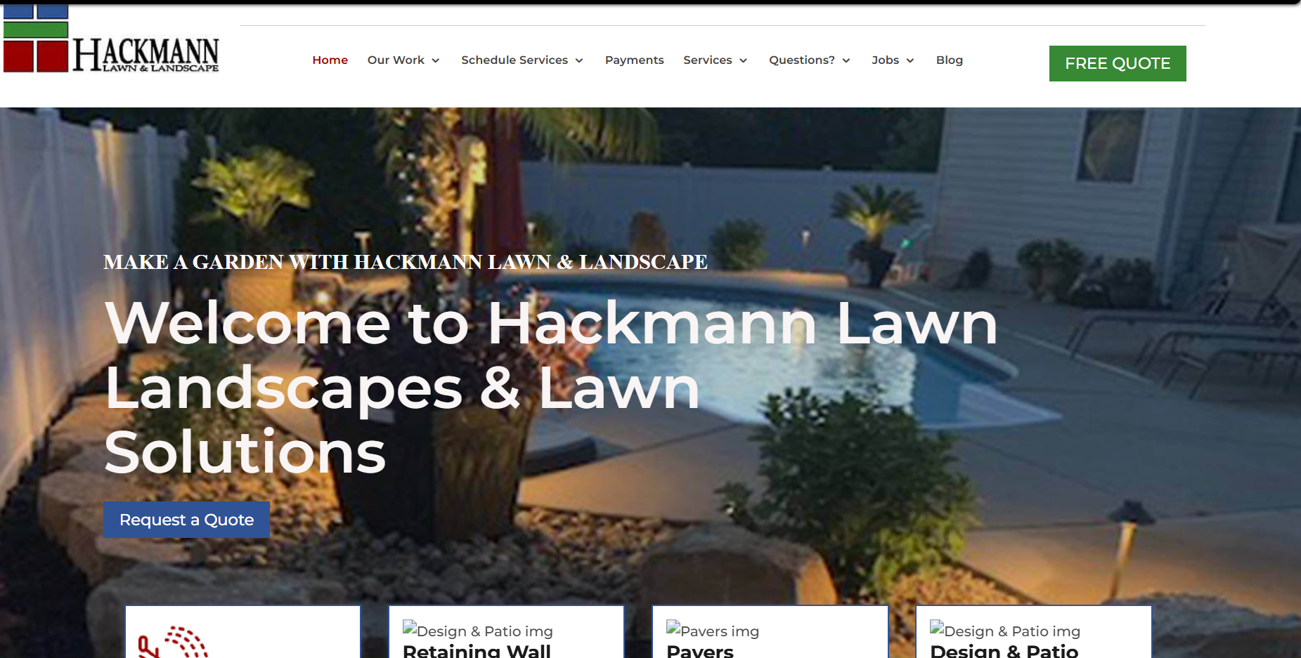 Hackmann Lawn website before Market Boss