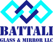BATTALI Glass & Mirror LLC logo with cyan and navy interlocking diamond shapes