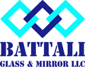 BATTALI Glass & Mirror LLC logo with cyan and navy interlocking diamond shapes