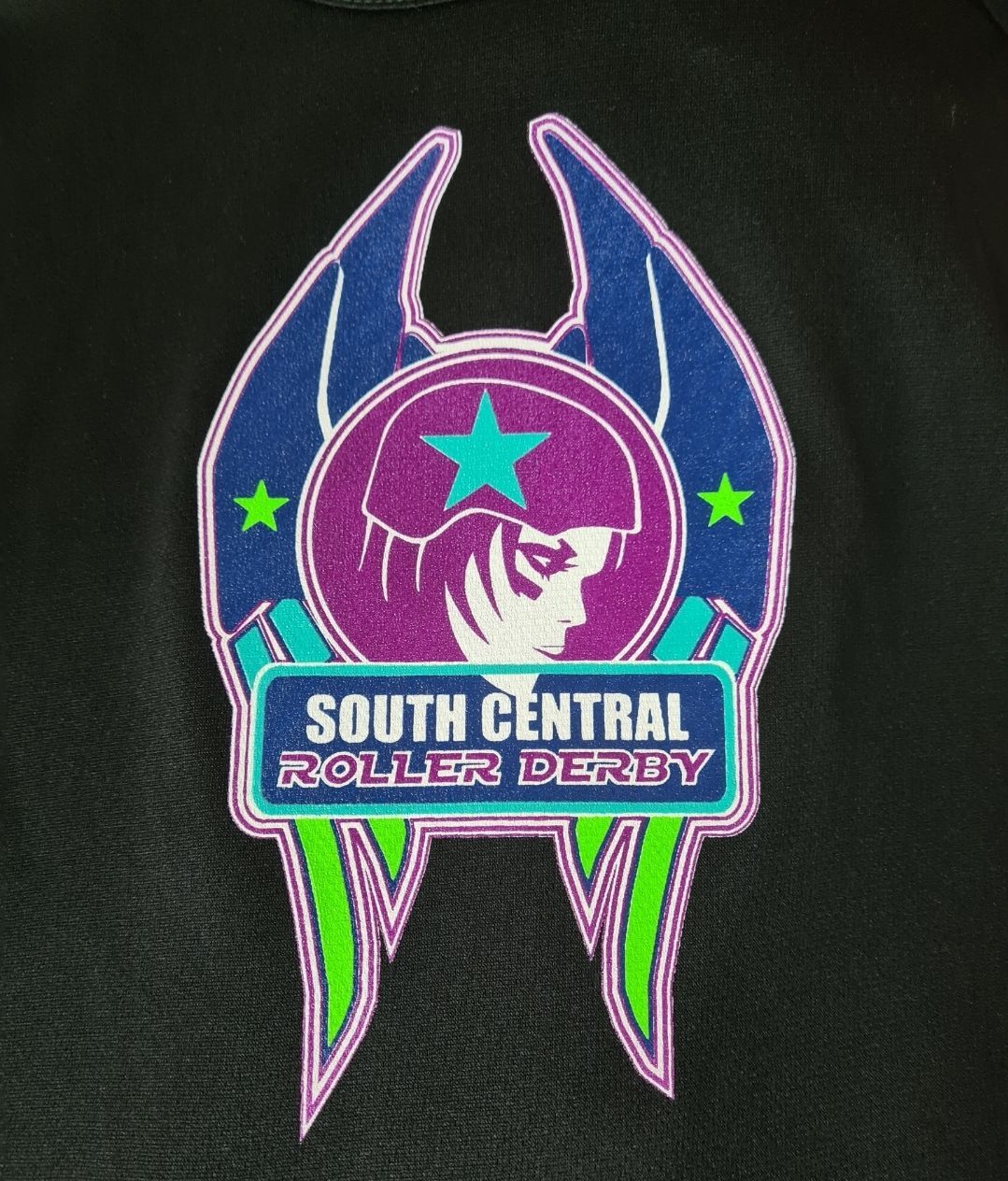 Roller Derby Logo Screen Printed On A Black Shirt — CKM Screen Printing in West Gosford, NSW