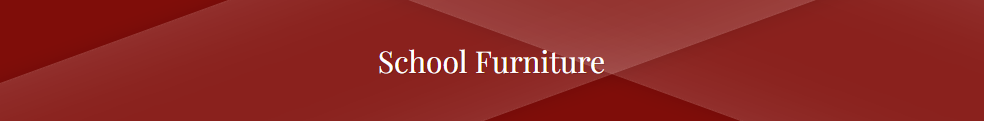 The word school furniture is on a red background.