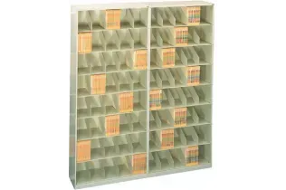 A shelf filled with lots of books on a white background