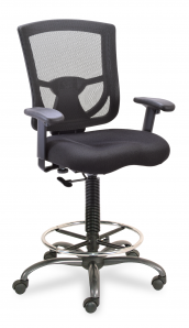 A black office chair with a mesh back and arm rests