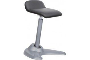 A black stool with a gray base on a white background.