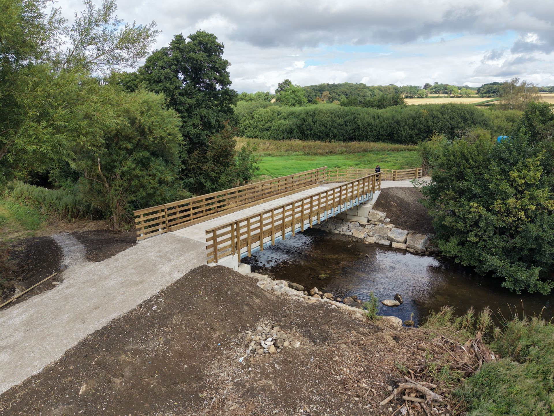 A new bridge over a stream - taken with a drone.