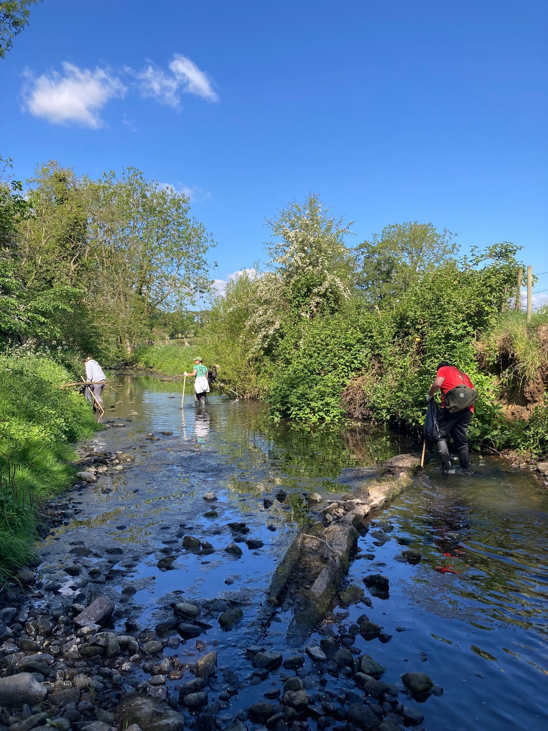 Clearing rubbish in Oak Beck Harrogate