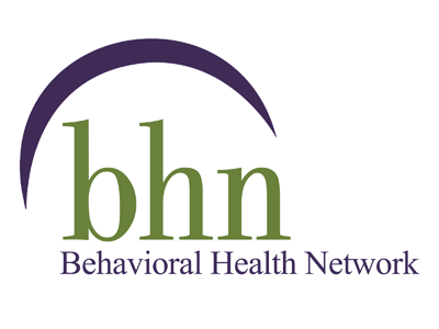 BHN Behavioral Health Network logo with purple arc and green “bhn” text