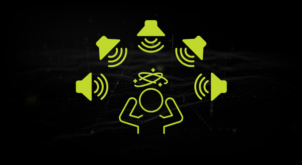 Noise signals surrounding and overwhelming a distracted person