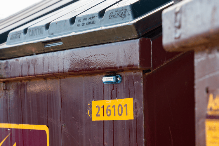 SCAN~LINK Marker Tag on a garbage bin for asset protection