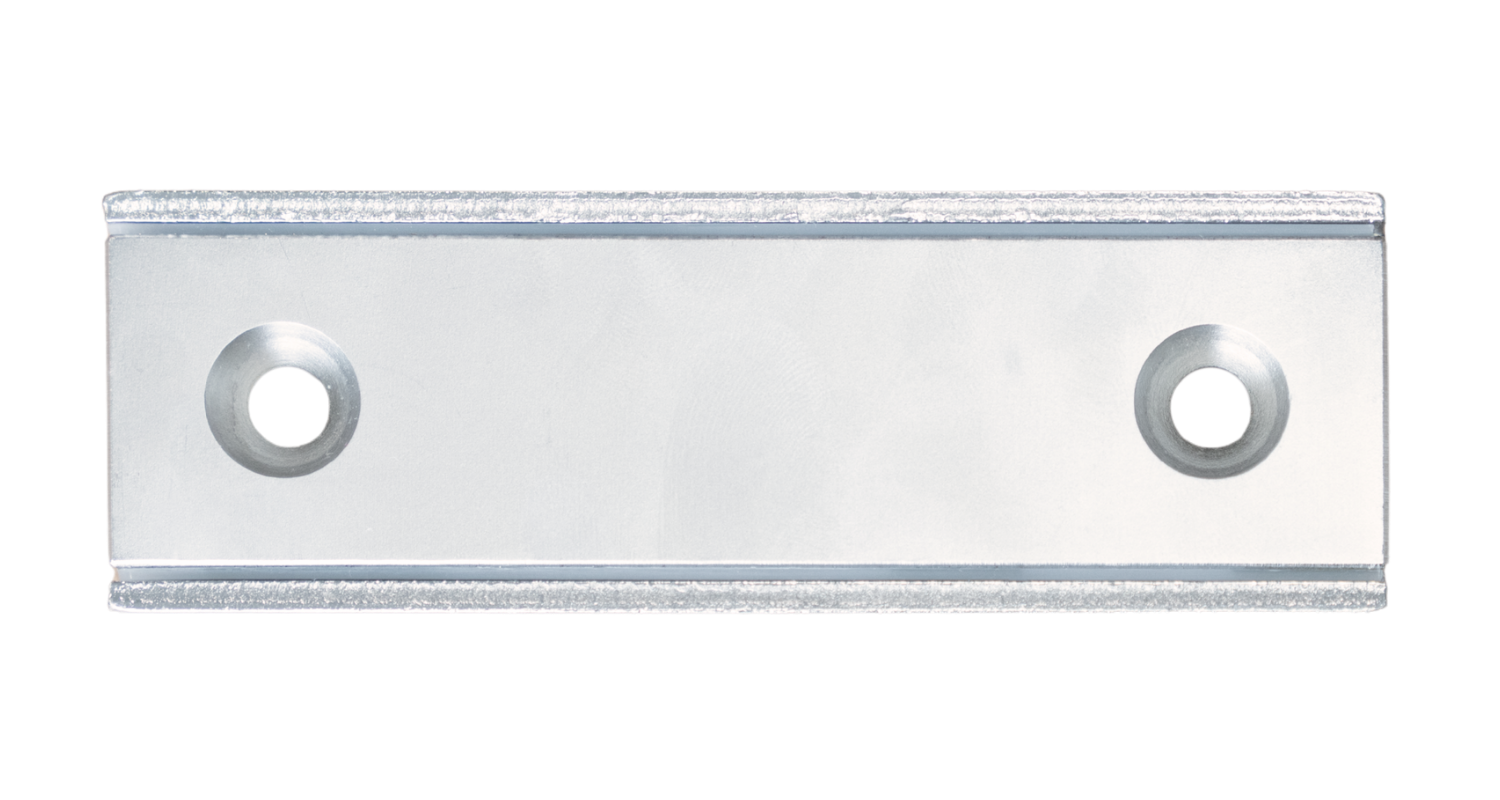 Silver metal mounting plate magnet with two screw holes