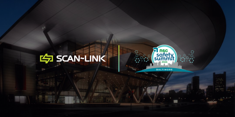 SCAN-LINK logo and NSC Safety Summit logo over the Baltimore Convention Center