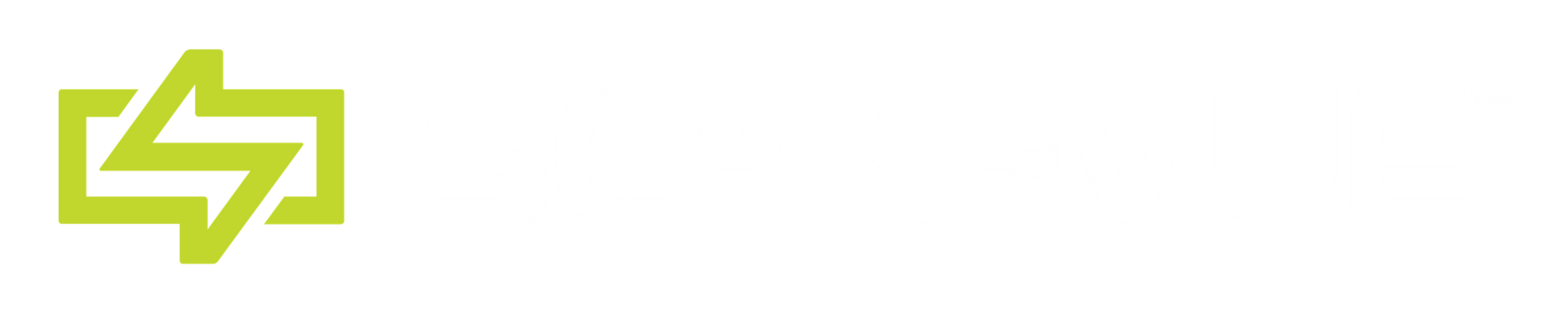 White SCAN~VUE Logo beside a green SCAN~LINK Logo