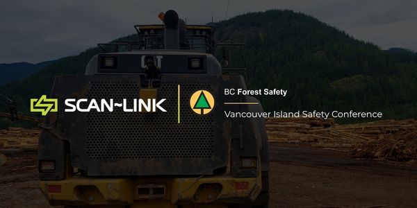 SCAN-LINK logo with BC Forest Safety and Vancouver Island Safety Conference text over a forestry truck scene