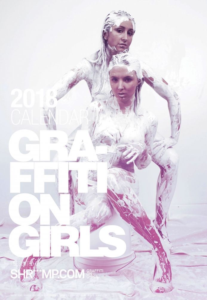A poster for graffiti on girls with two women covered in white paint.