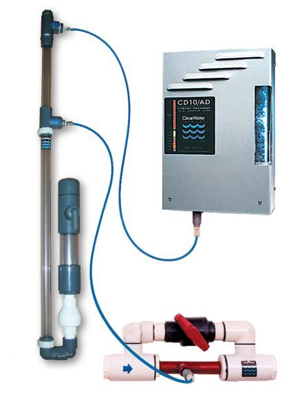 ClearWater Tech Apex II ozone system with CD10/AD generator, built‑in air dryer, and injector manifold, 1.3 g/hr output
