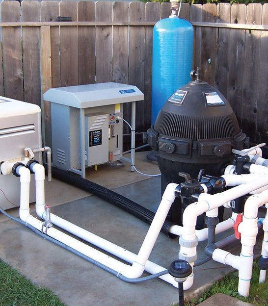ClearWater Tech Apex AE system on a pool equipment pad