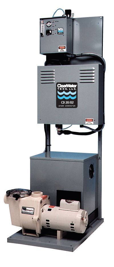 ClearWater Tech CD20/O2 skid mount ozone generator delivering 20 g/hr for high demand water treatment