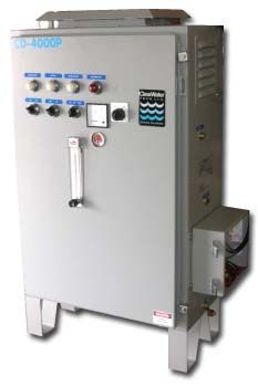 ClearWater Tech cabinet ozone generators for large commercial water treatment, delivering high‑output disinfection