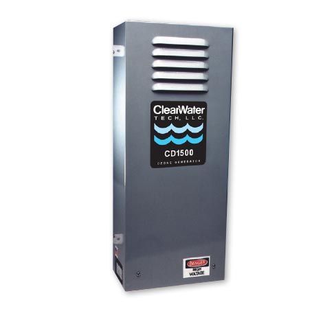 ClearWater Tech CD1500 wall‑mounted ozone generator delivering up to 10 g/hr for water treatment