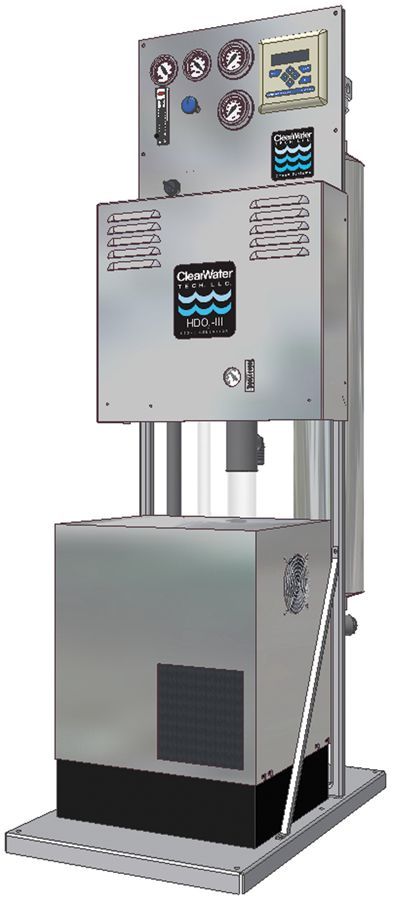 ClearWater Tech POE skid‑mounted ozone system for point‑of‑entry water treatment and disinfection