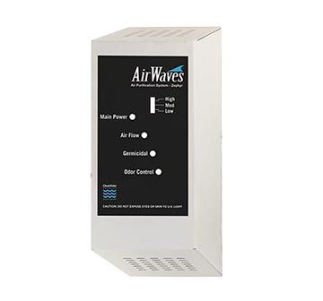 ClearWater Tech AirWaves whole‑home HVAC air purifier using UV and ozone to eliminate odors and airborne microbes
