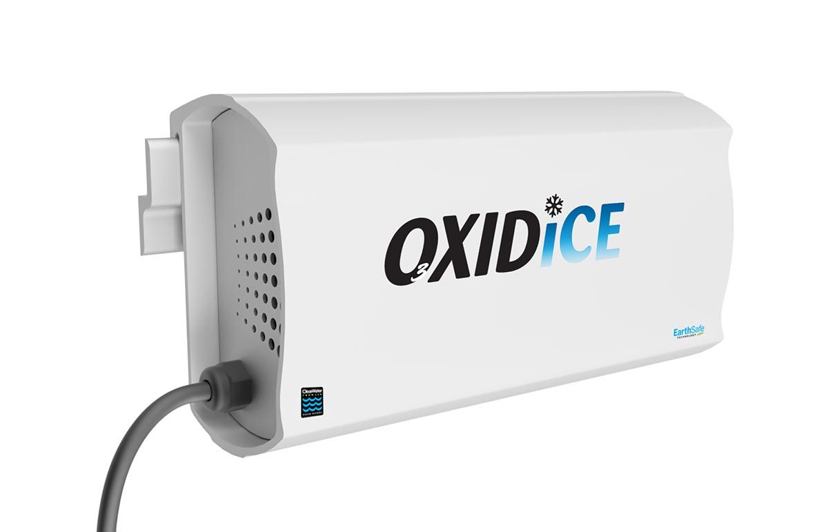ClearWater Tech Oxidice ozone system disinfects ice machines by treating water, air, and surfaces to reduce bacteria and mold
