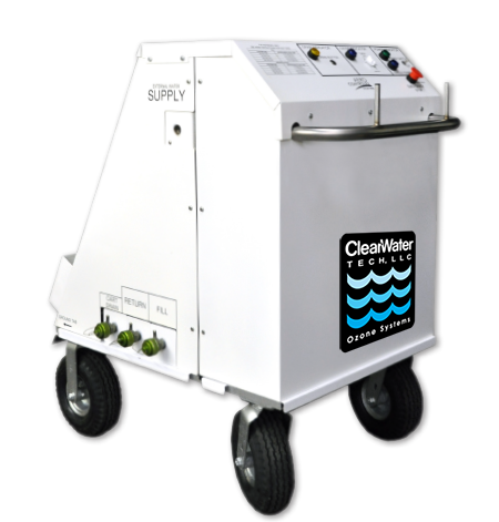ClearWater Tech AviOzonx mobile ozone system for aircraft potable water disinfection, chemical‑free sanitation