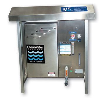 ClearWater Tech Apex A15e ozone system with built‑in oxygen concentrator and automated controls, delivering 15 g/hr output