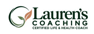 Lauren’s Coaching logo with green and brown leaf swirl icon and tagline “CERTIFIED LIFE COACH”