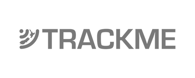 a black and white logo for trackme on a white background