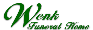 Wenk Funeral Home logo in green script on a white background