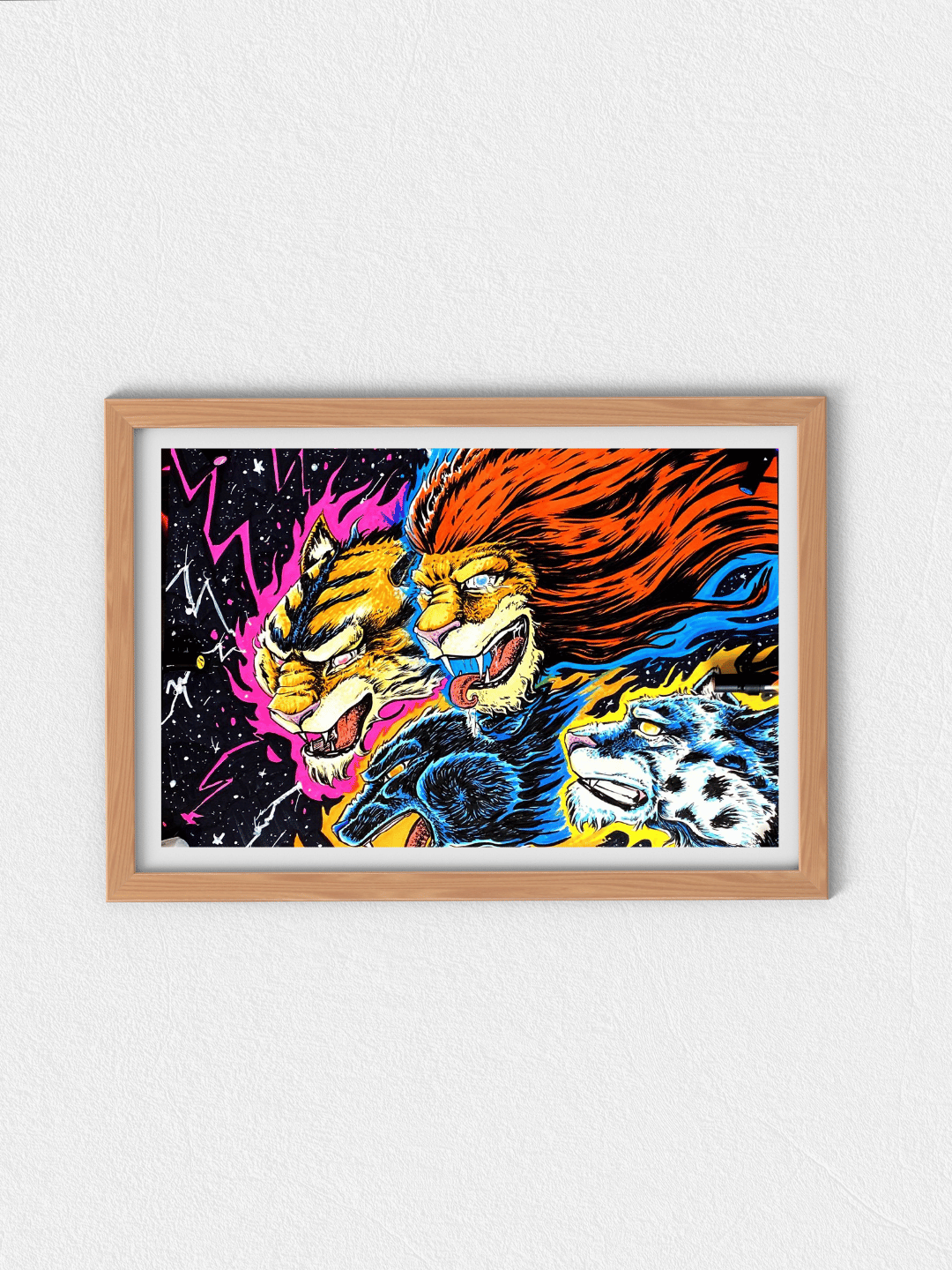 Panthera Spirits – Original Ink & Mixed Media Drawing (18x24)