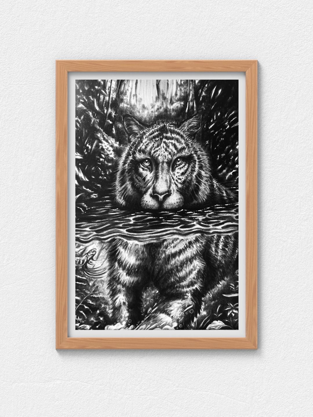Sovereign of the Current – Original Mixed Media Tiger Painting (18x24)