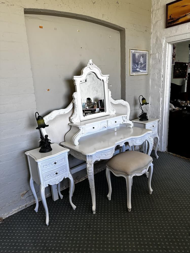 White Vanity Set With a Matching Stool and Two Nightstands — Clancy's Office And  Emporium in Taree, NSW