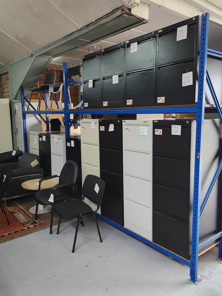 Metal Filing Cabinets in Black and Cream, With Office Chairs — Clancy's Office And  Emporium in Taree, NSW