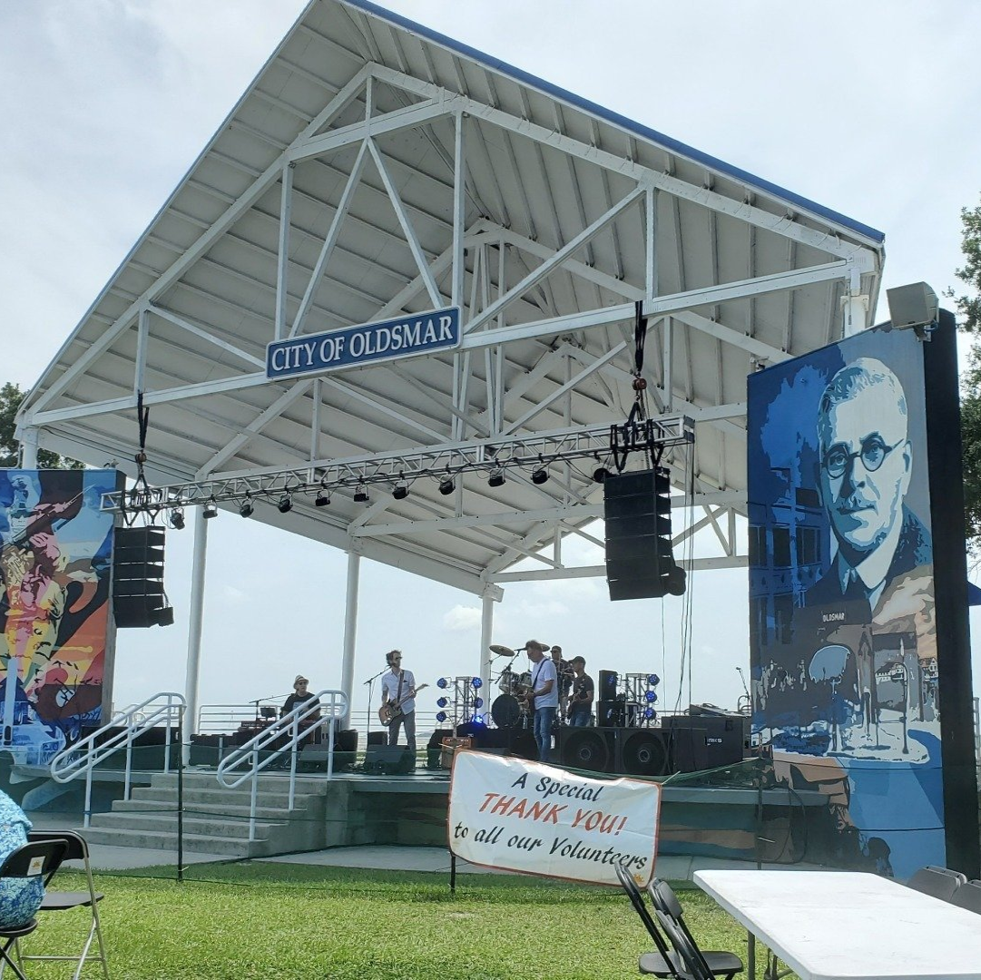A stage with a sign that says thank you on it