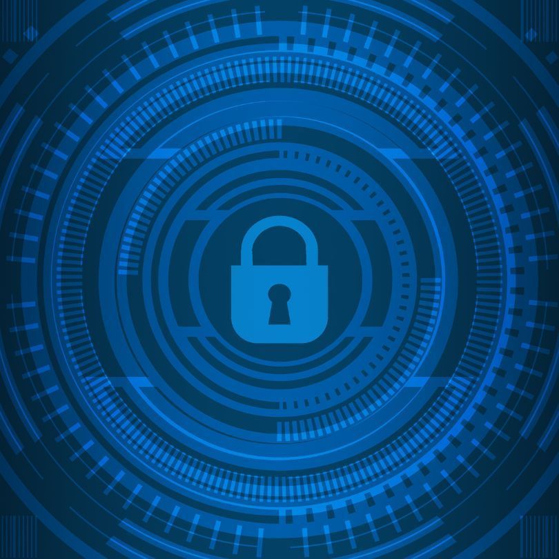 email security is more important than ever A blue background with a padlock in the middle of a circle.