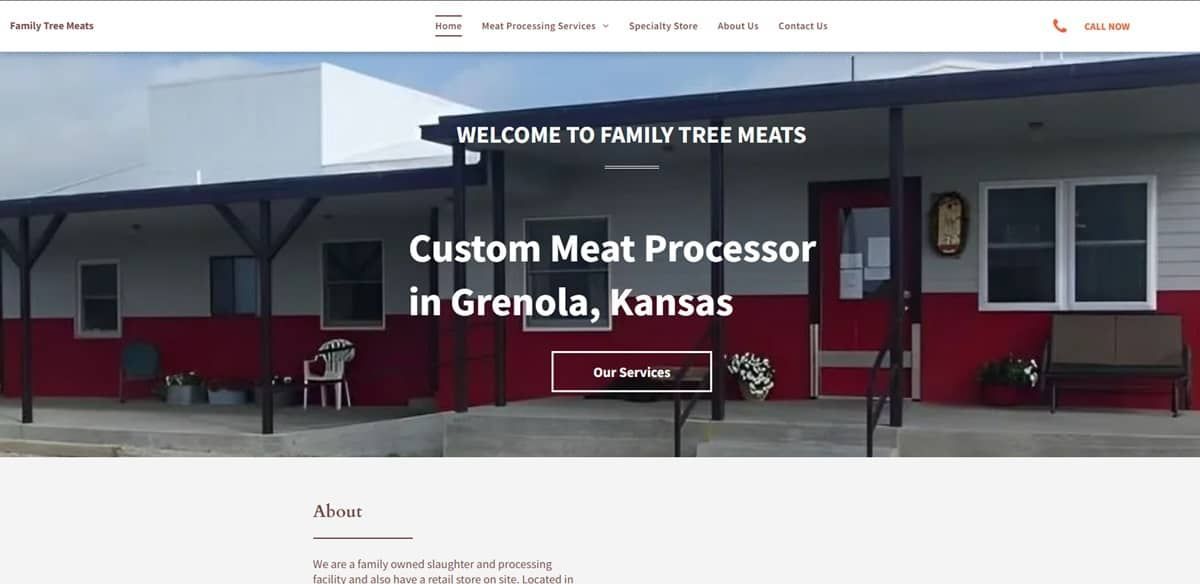 a website for a custom meat processor in grenola kansas