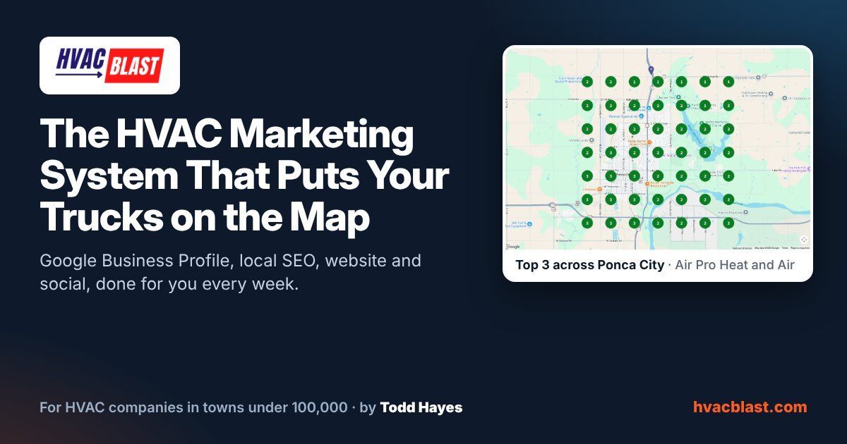 HVAC Blast local marketing system for HVAC companies with Air Pro Google Maps rankings in Ponca City