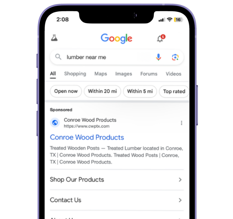 Search engine growth for Conroe Wood Products